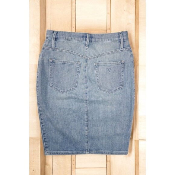 GUESS Light Wash High-Waisted Button-Front Denim Skirt - Size 27 🔹 Vintage Y2K - Picture 8 of 16